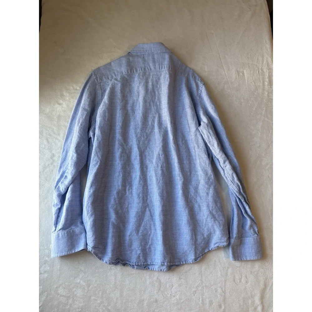 Banana Republic Light Blue Linen Blend Dress Shirt‎ Men's XL Long Sleeve Formal